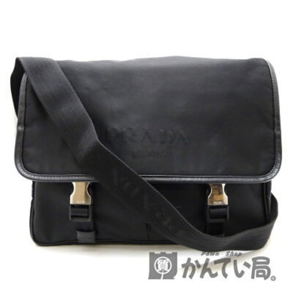Prada Nylon Shoulder Bag TESSUTO Nero Black Triangular - Picture 1 of 9
